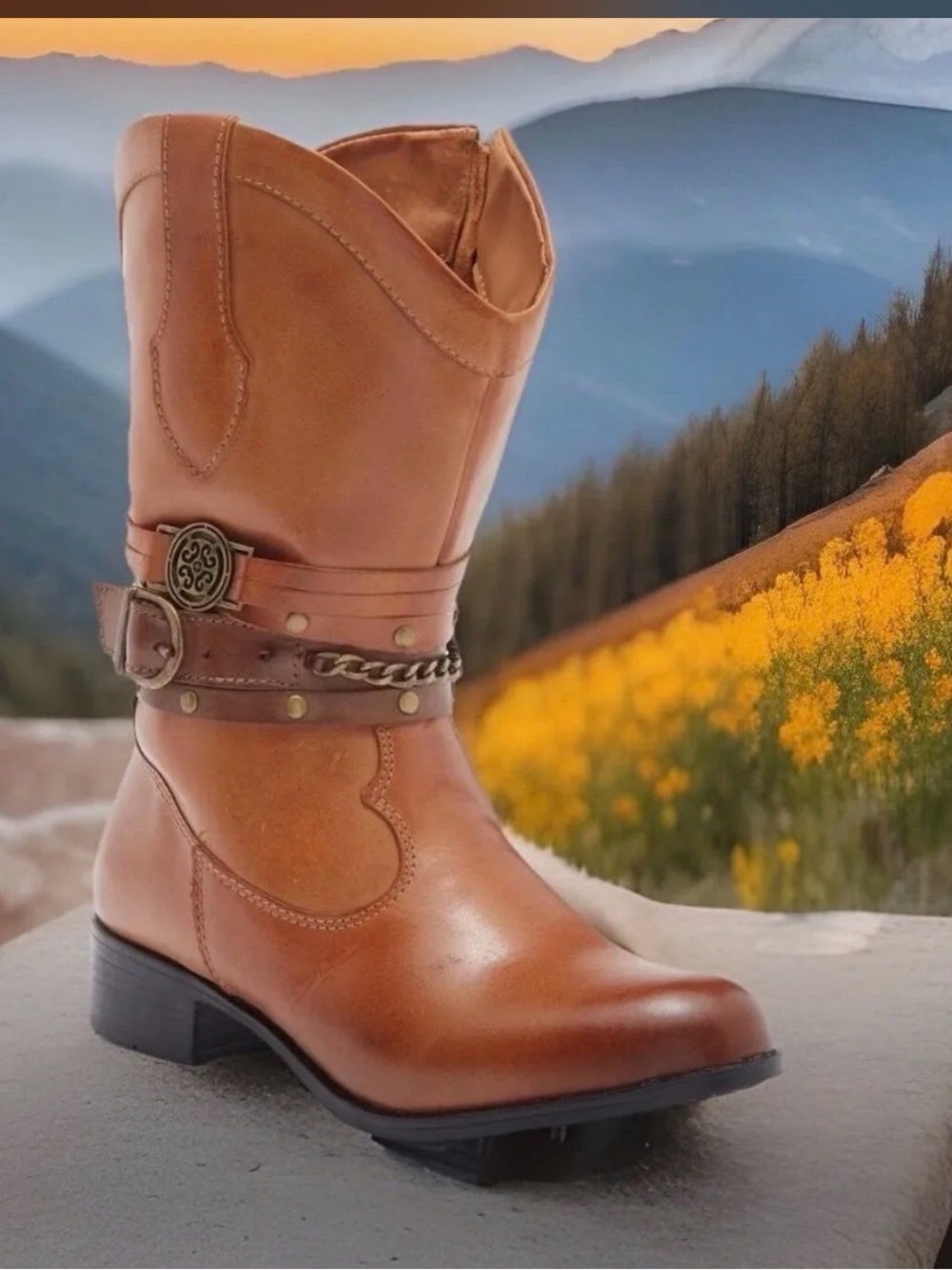 Sandro Moscoloni Movers Robin Leather Western Boots 9 Zip Boho Country NIB